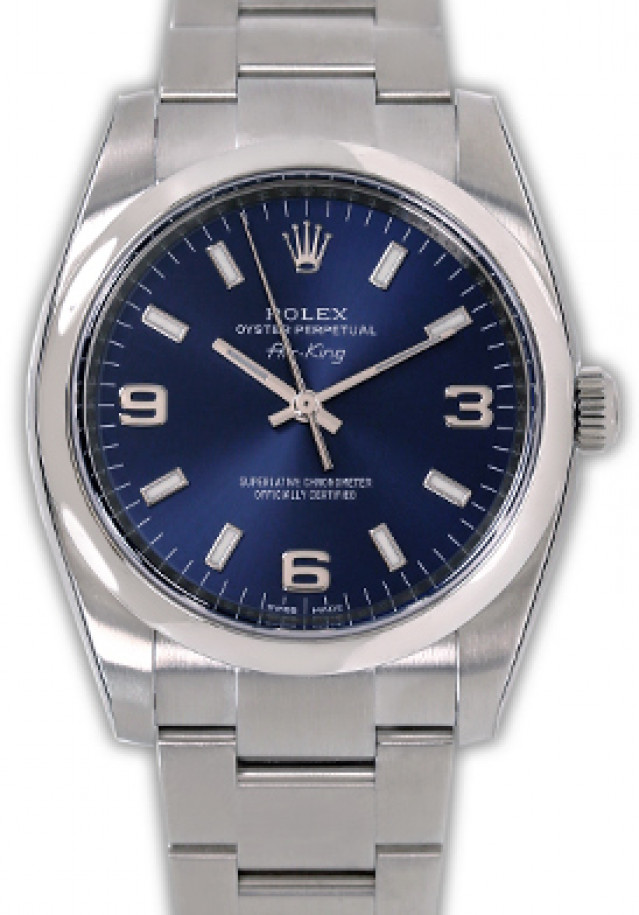 Rolex Air King with Blue Dial Ref 114200 Steel Year 2014
